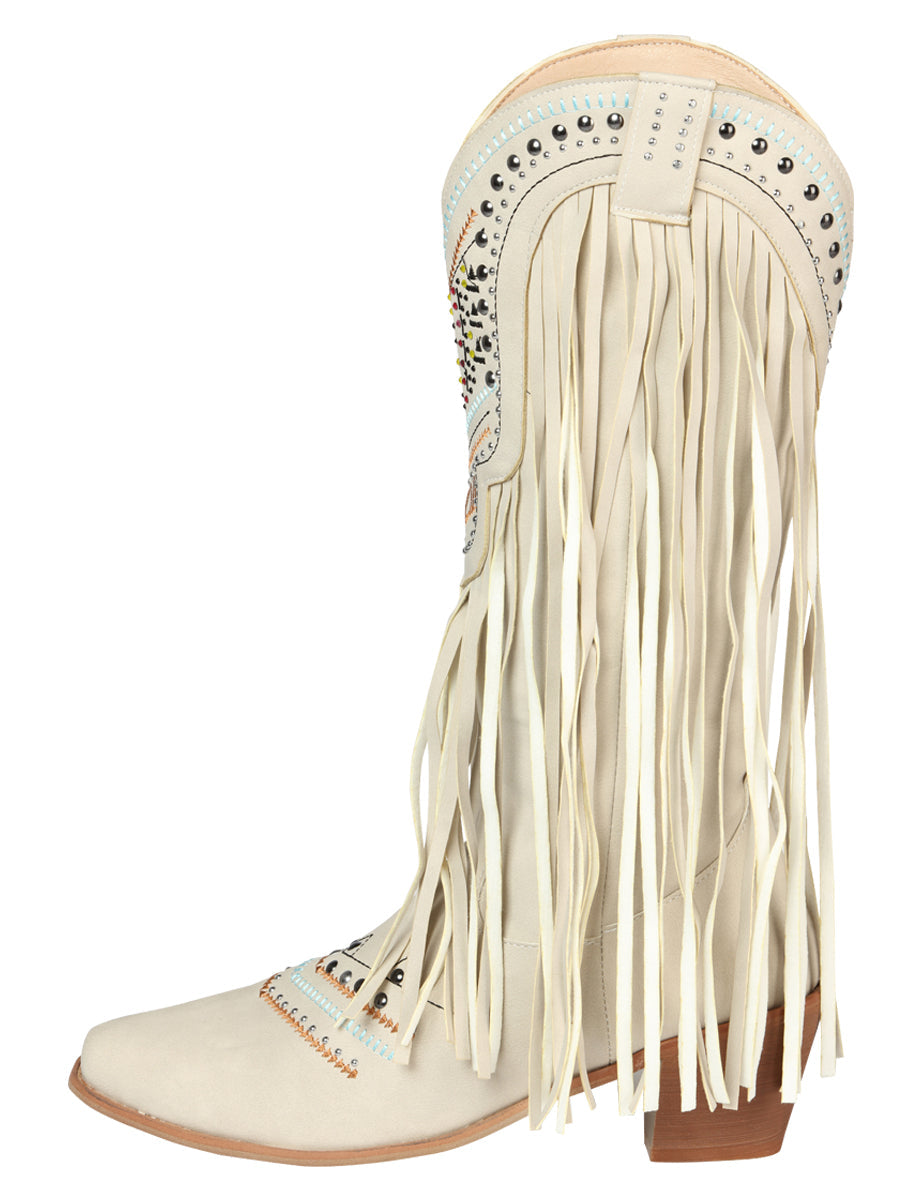 Bota Vaquera de Mujer El General Western Wear SYG-2710 en Piel Crazy Color Hueso 702038