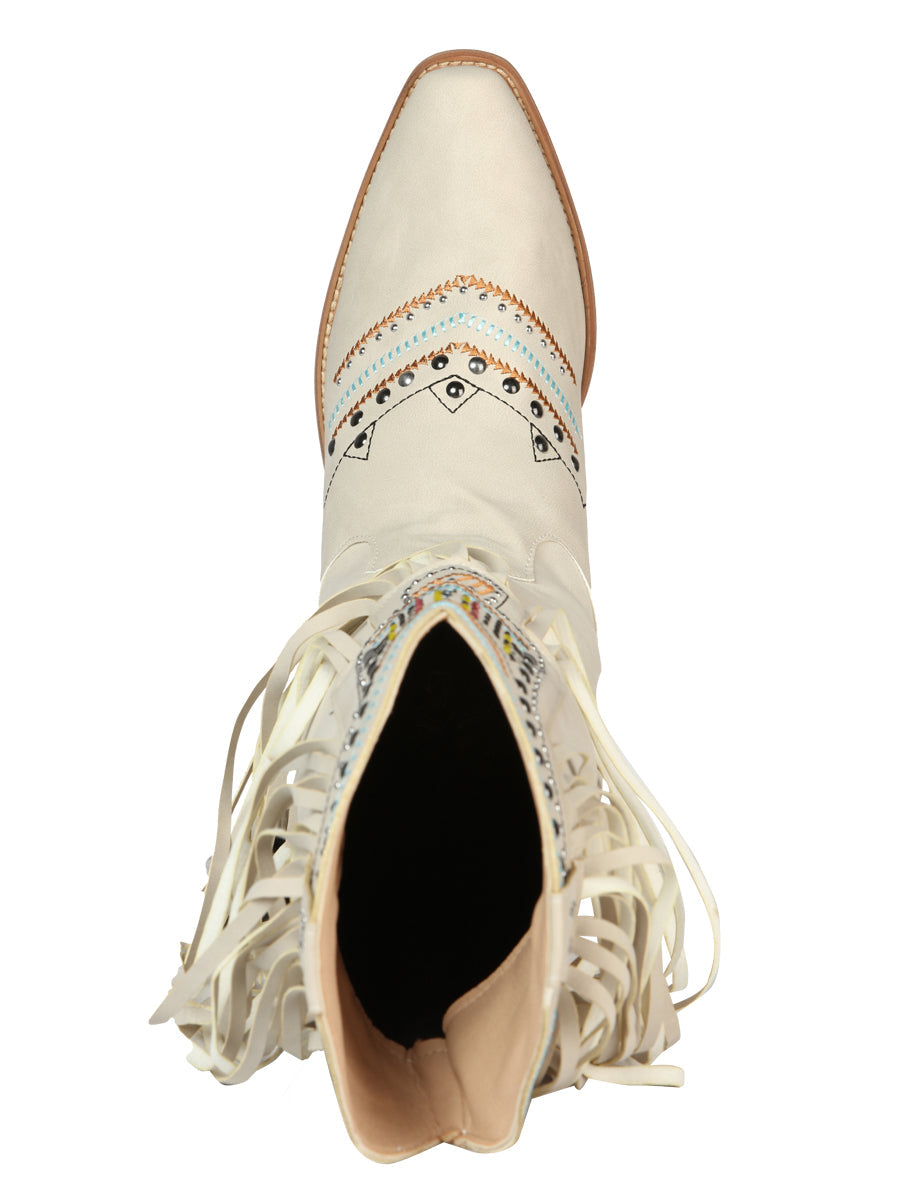 Bota Vaquera de Mujer El General Western Wear SYG-2710 en Piel Crazy Color Hueso 702038