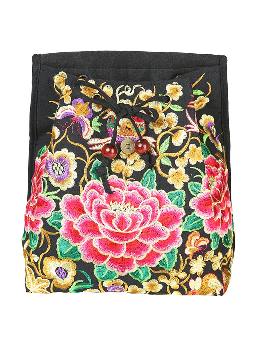 Bolsa de Mujer El General AC-111 Bordada en Tela Color Negro/Rosa 702170