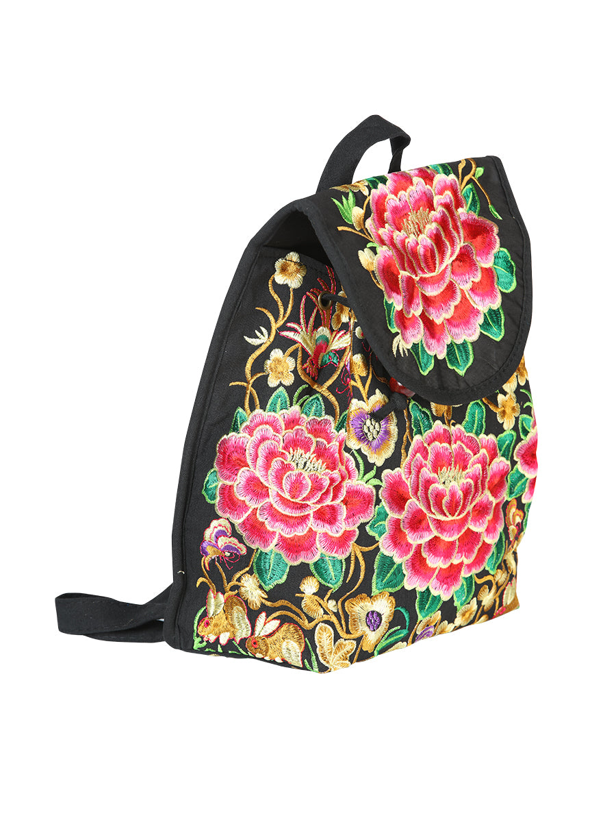Bolsa de Mujer El General AC-111 Bordada en Tela Color Negro/Rosa 702170
