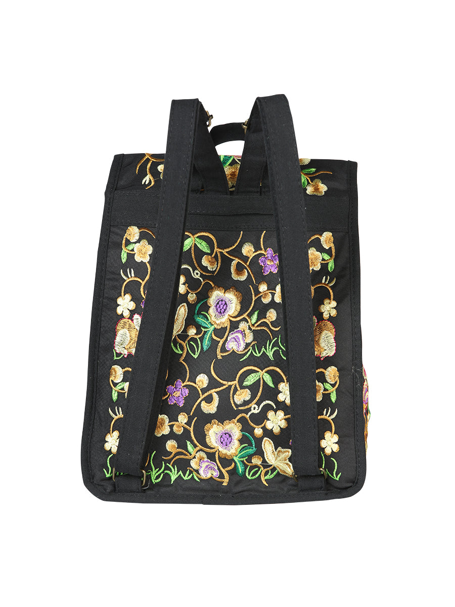 Bolsa de Mujer El General AC-111 Bordada en Tela Color Negro/Rosa 702170