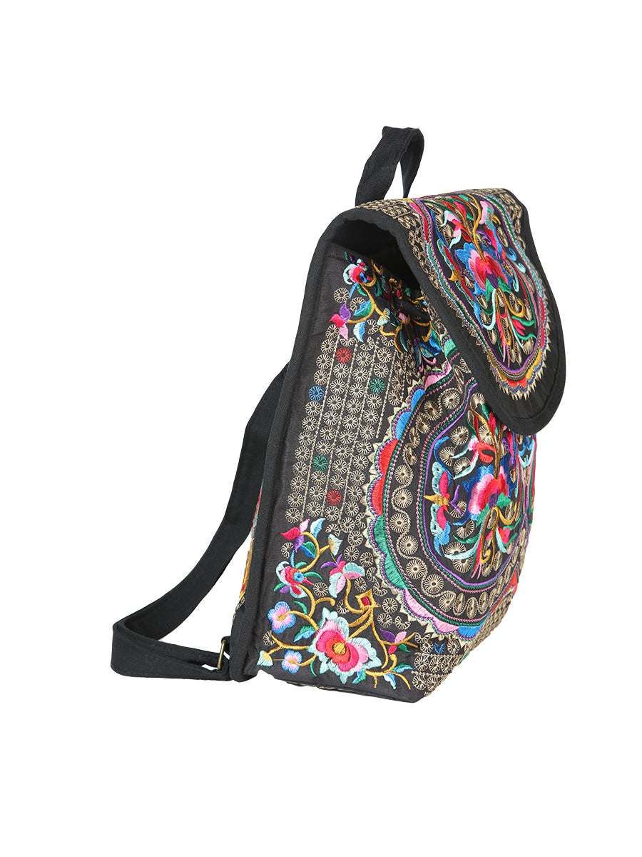 Bolsa de Mujer El General AC-115 Bordada en Tela Color Negro/Multicolor 702171