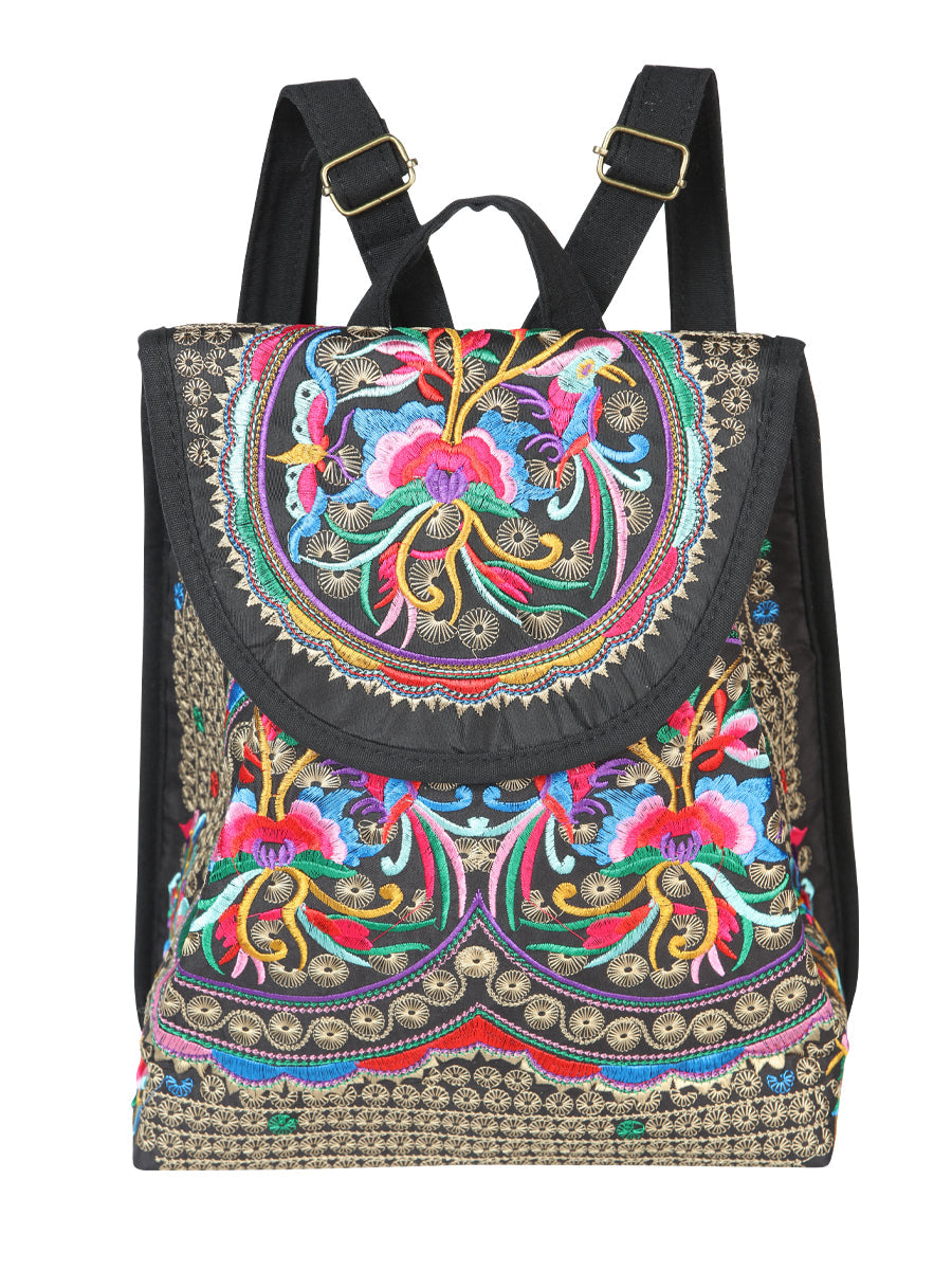 Bolsa de Mujer El General AC-115 Bordada en Tela Color Negro/Multicolor 702171