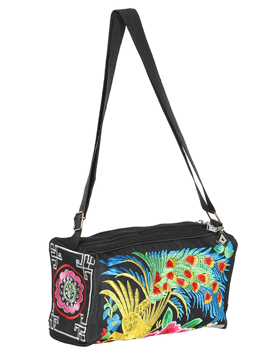 Bolsa de Mujer El General AC-311 Bordada en Tela Color Negro/Multicolor 702189
