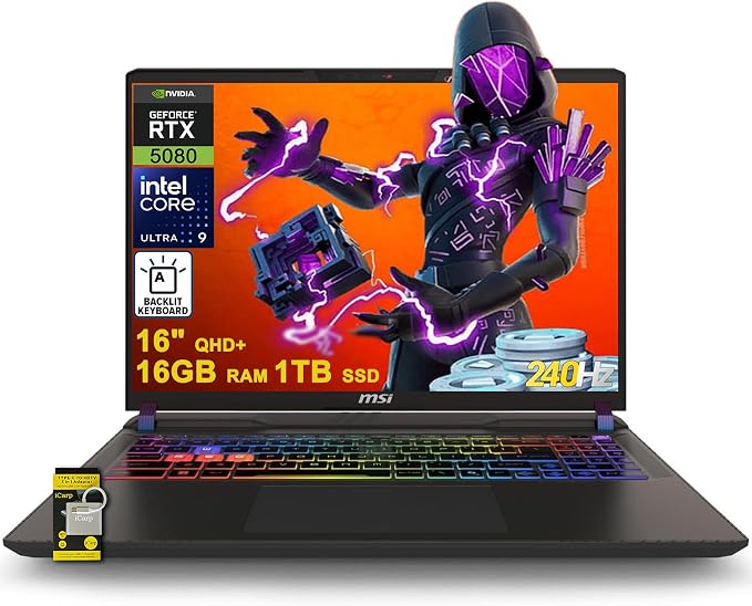 msi Vector 16 HX AI Gaming Laptop 16 pulgadas QHD+ (2560 x 1600) 240Hz Intel 24-core Ultra 9 275HX (>i9-14900HX) 16GB RAM 1TB SSD GeForce RTX 5080 16GB (hasta 1334 AI Tops) RGB Back. iiiiiiiiWin11 ICP