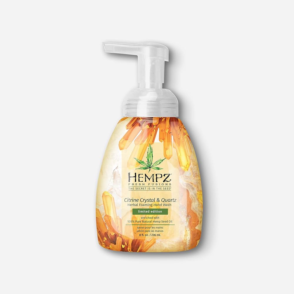 HEMPZ CITRINE CRYSTAL &; QUARTZ HERBAL FOAMING HAND WASH 236ml.
