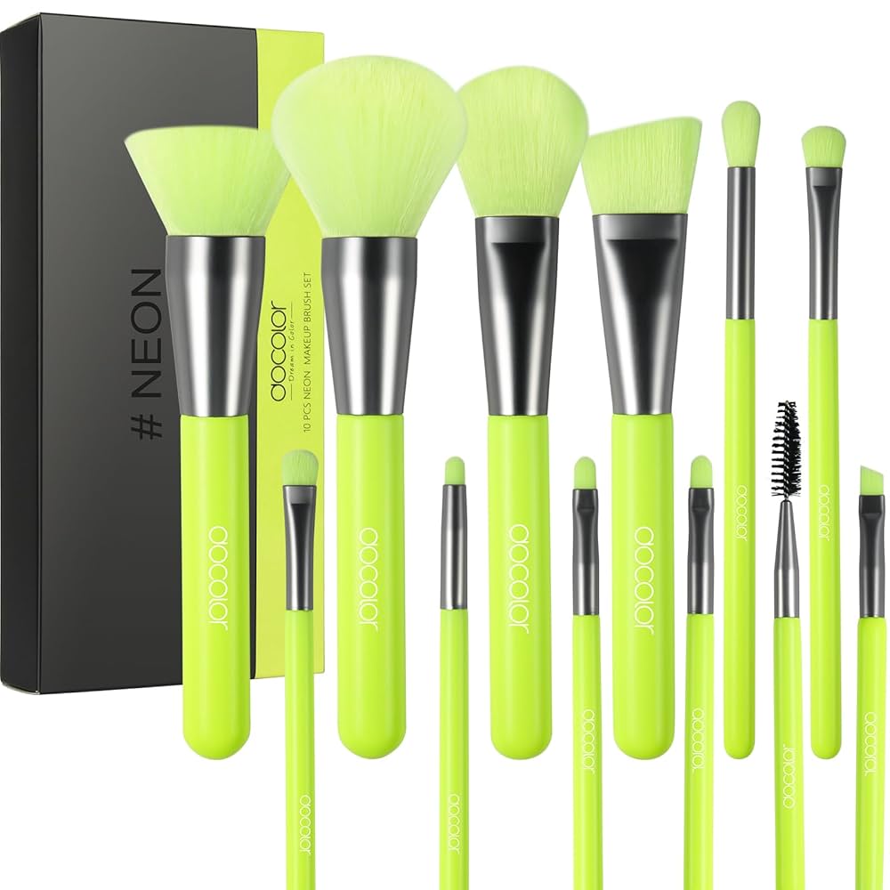Dcolor 10 Pzs Neon Makeup Brush Set