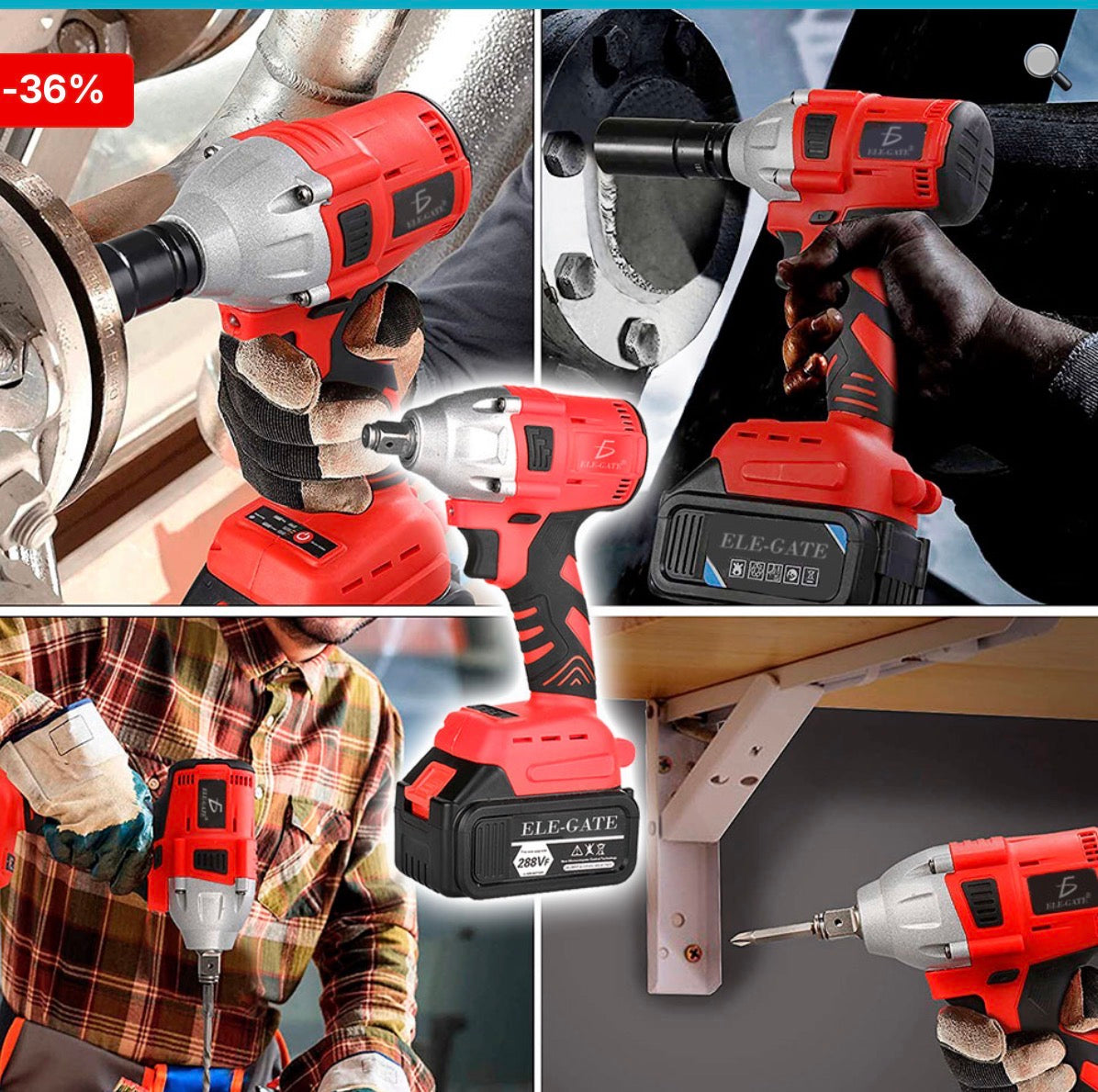 Kit Pistola Impacto Llave Inalámbrica Batería Atverce