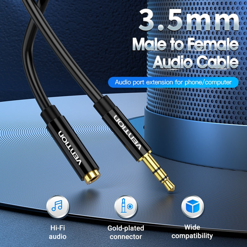 Vention Cable De Audio De Extensión Auxiliar Estéreo Macho A Hembra De 3.5 Mm