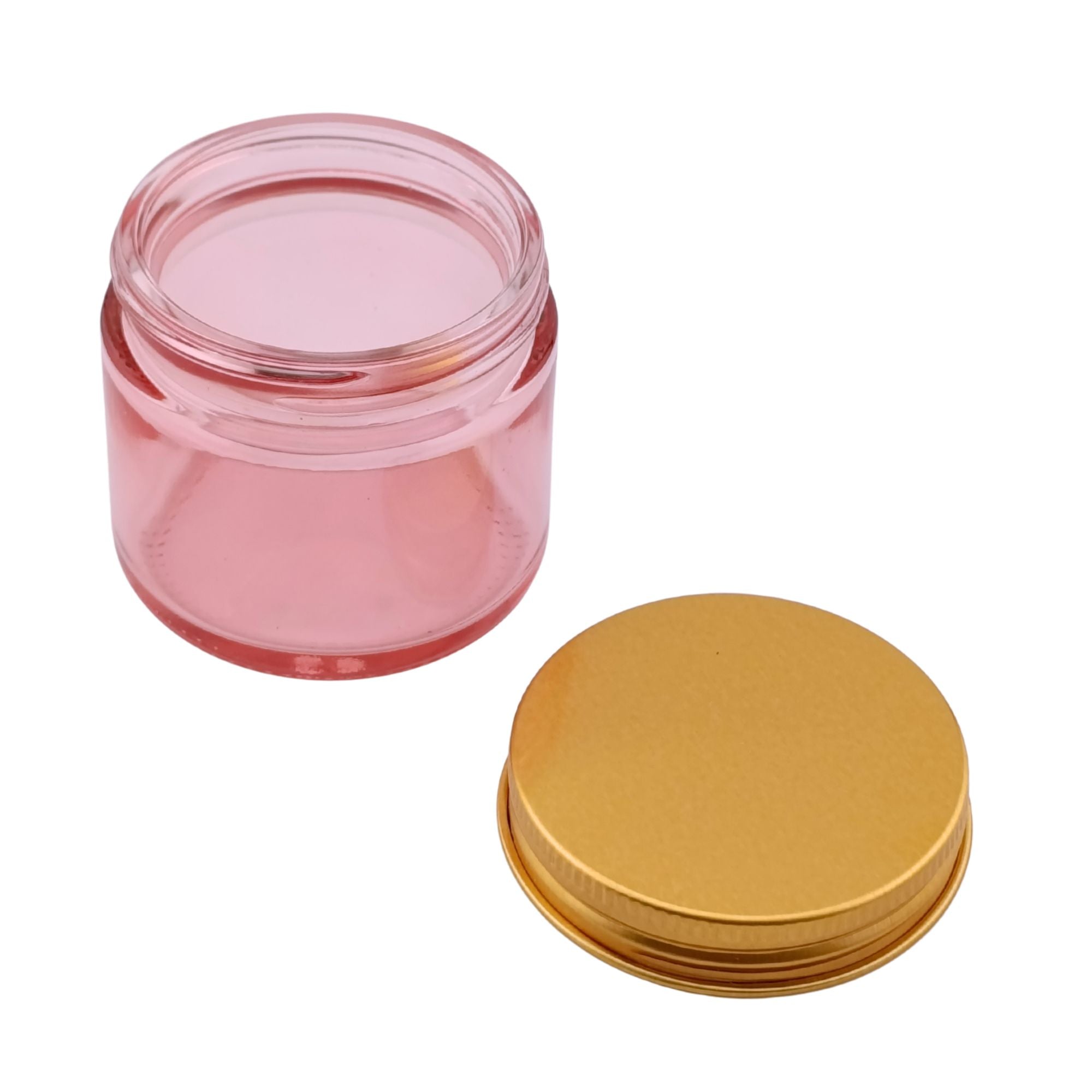 75ml - Miami Vaso de vidrio con rosca para velas - Frasco Rosa Transparente