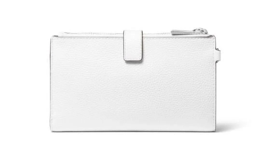 Michael Kors Jet Set Travel Double Zip Wristlet OPTIC WHITE Silver tone