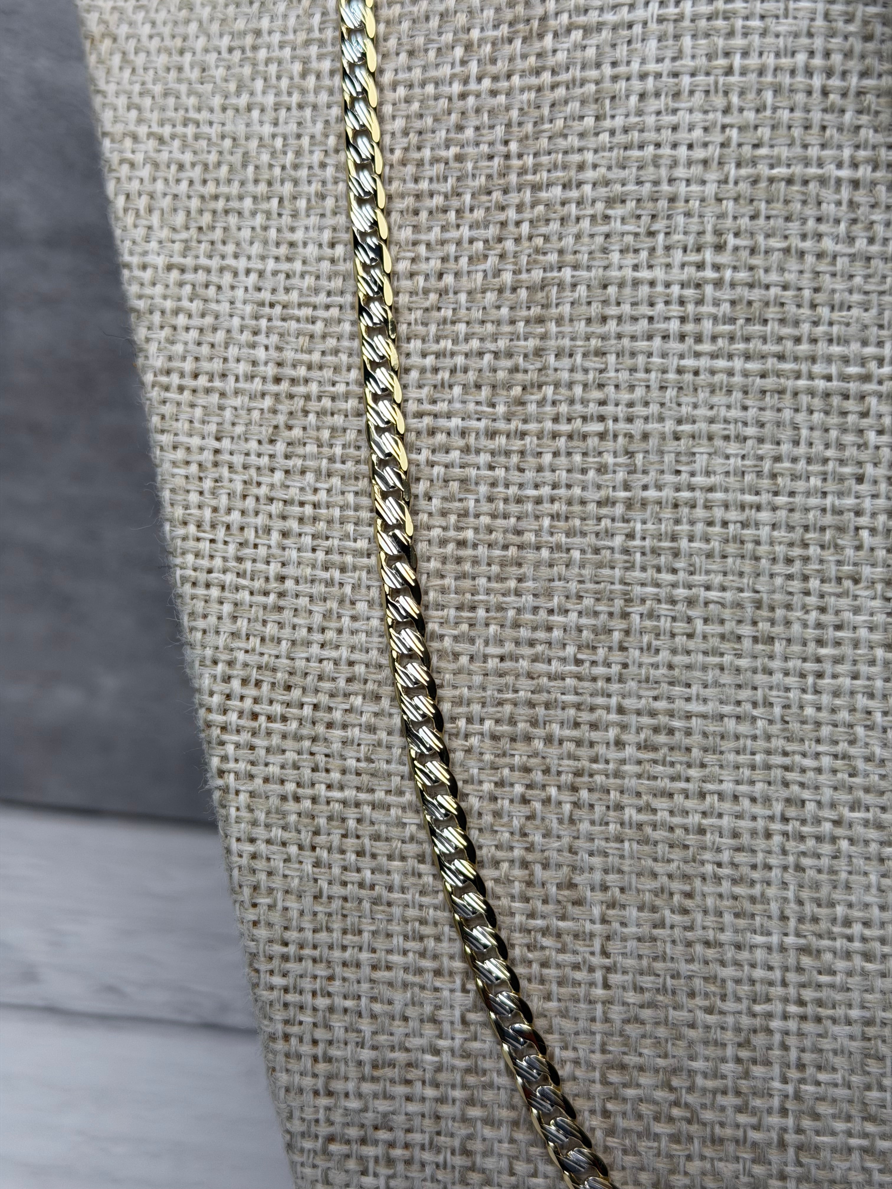 Cadena Barbada Combinada 4 mm Oro Laminado 18 K