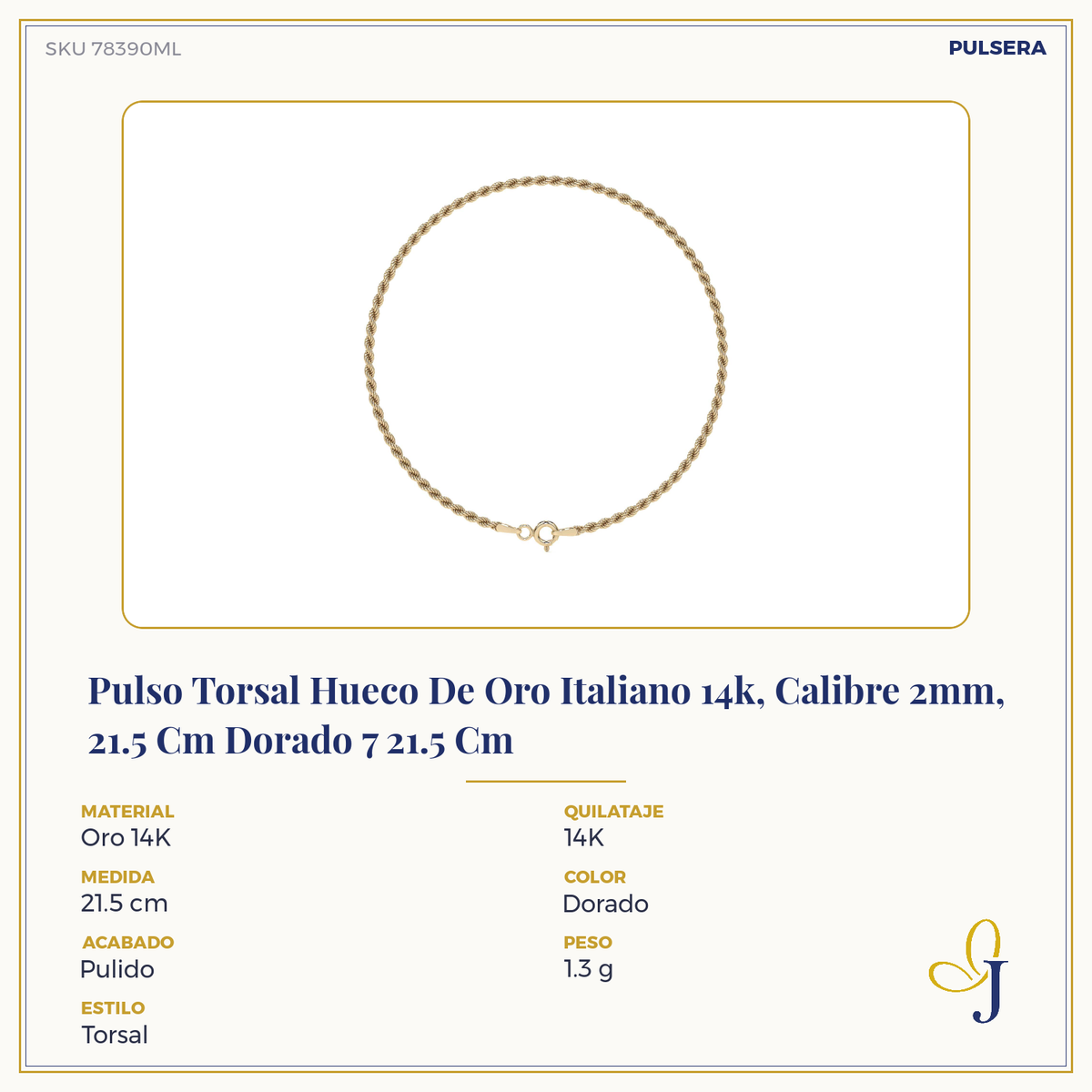 Pulsera de Oro de 14K para Mujer Estilo Torsal | Joyería Fina Italiana