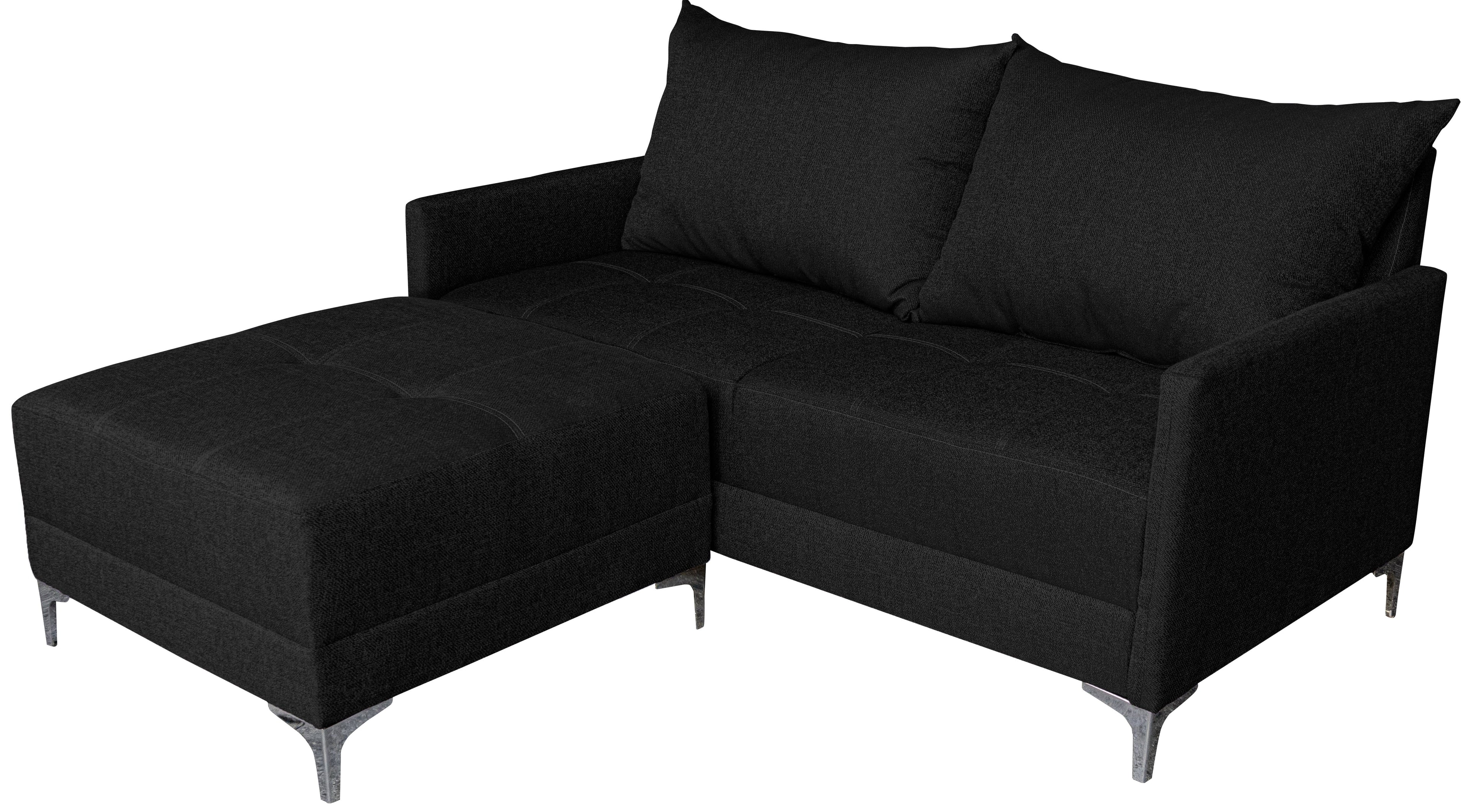 Sala Esquinera Modular El Bazar Store Montana Negro 170x155 cm, Tela Lino nacional, Love seat y taburete