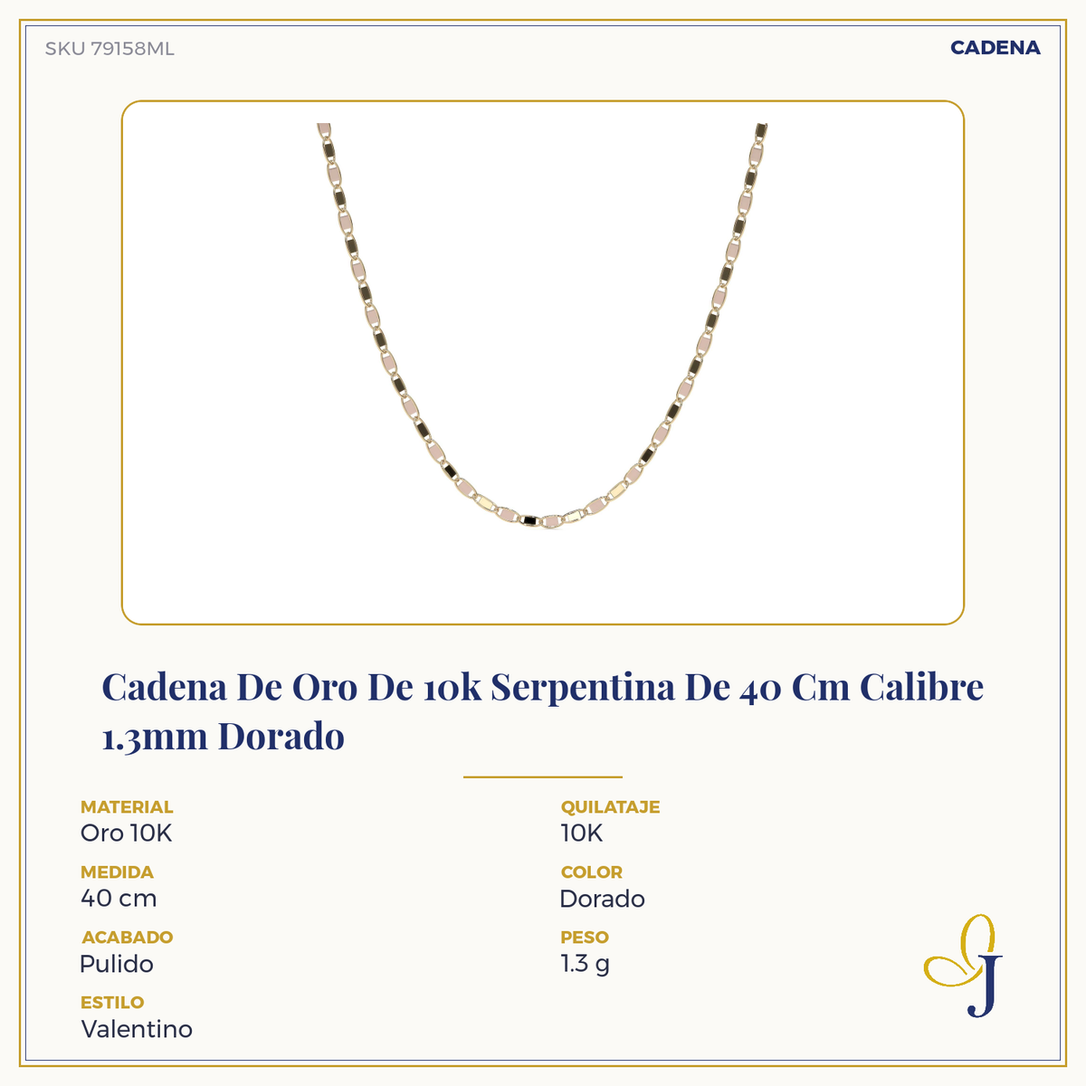 Pulsera Valentino De Oro Italiano 10k, Calibre 1.4mm, 18 Cm