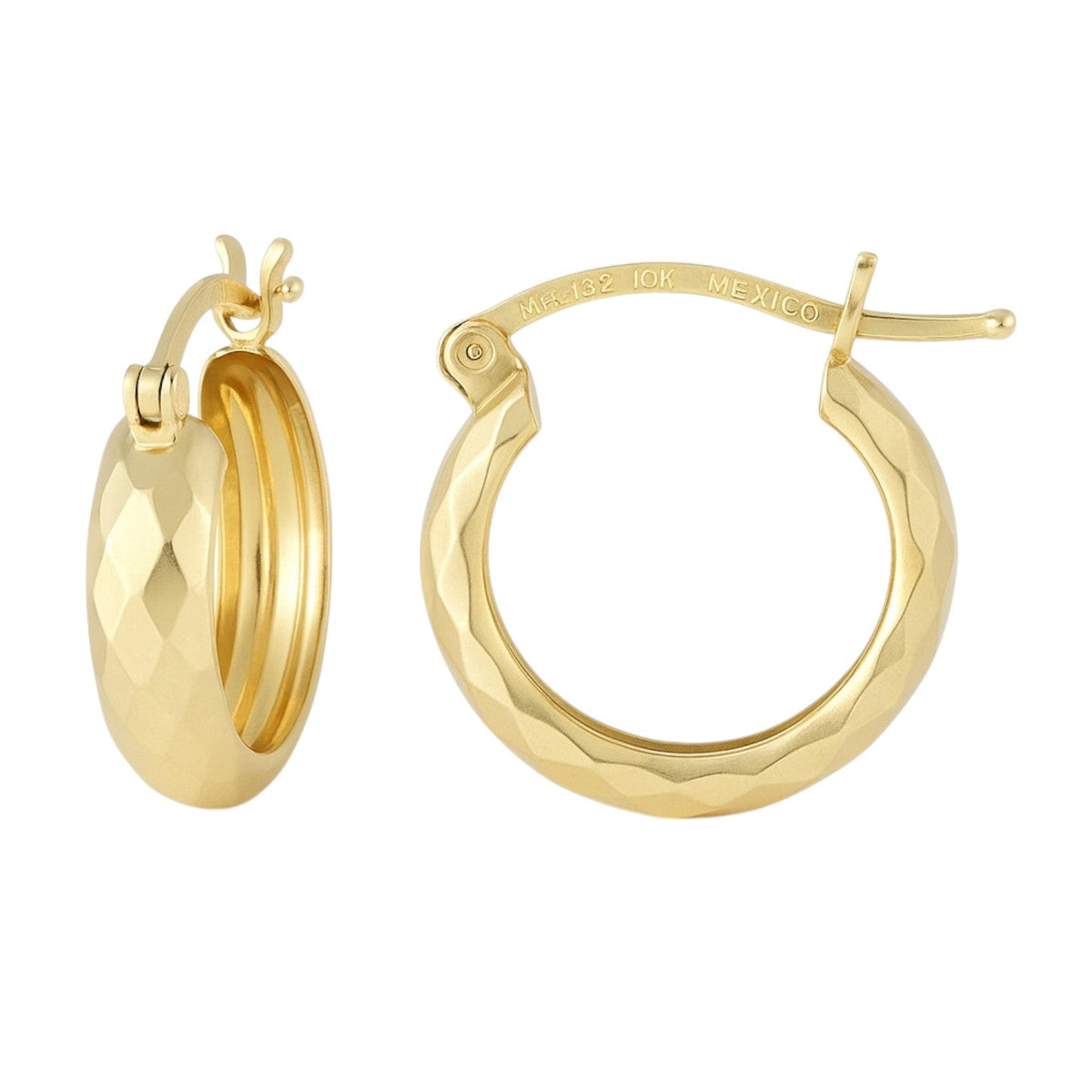 Arracada Bangle De Oro 10k Diamantado De Rombo