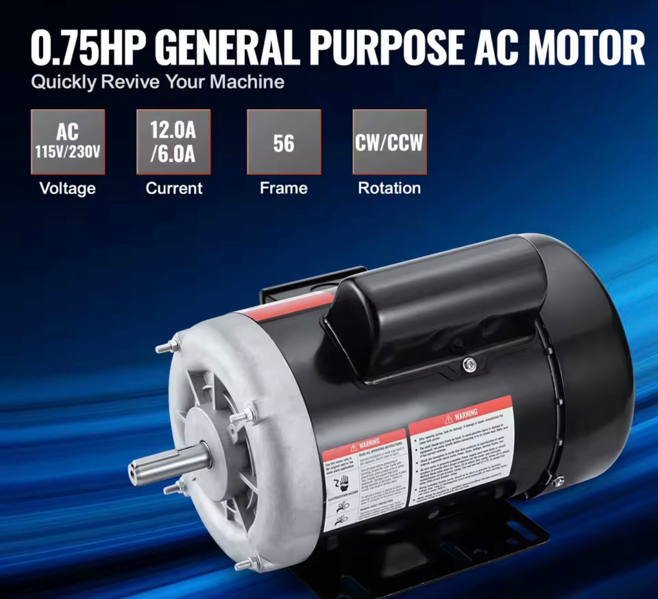 Motor eléctrico monofásico 1.5 HP para compresor de aire