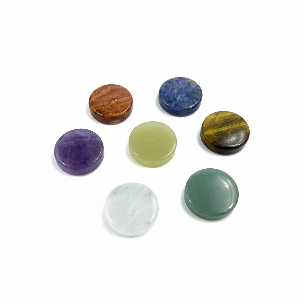 7 Chakras De Cuarzo Grabado En Oro Laminado 1.8 Cm 4.572 Cm