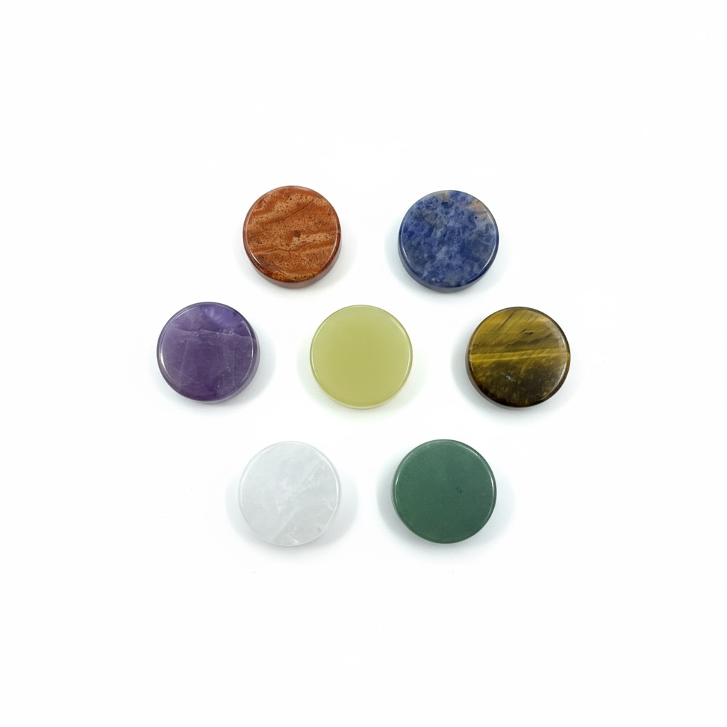 7 Chakras De Cuarzo Grabado En Oro Laminado 1.8 Cm 4.572 Cm