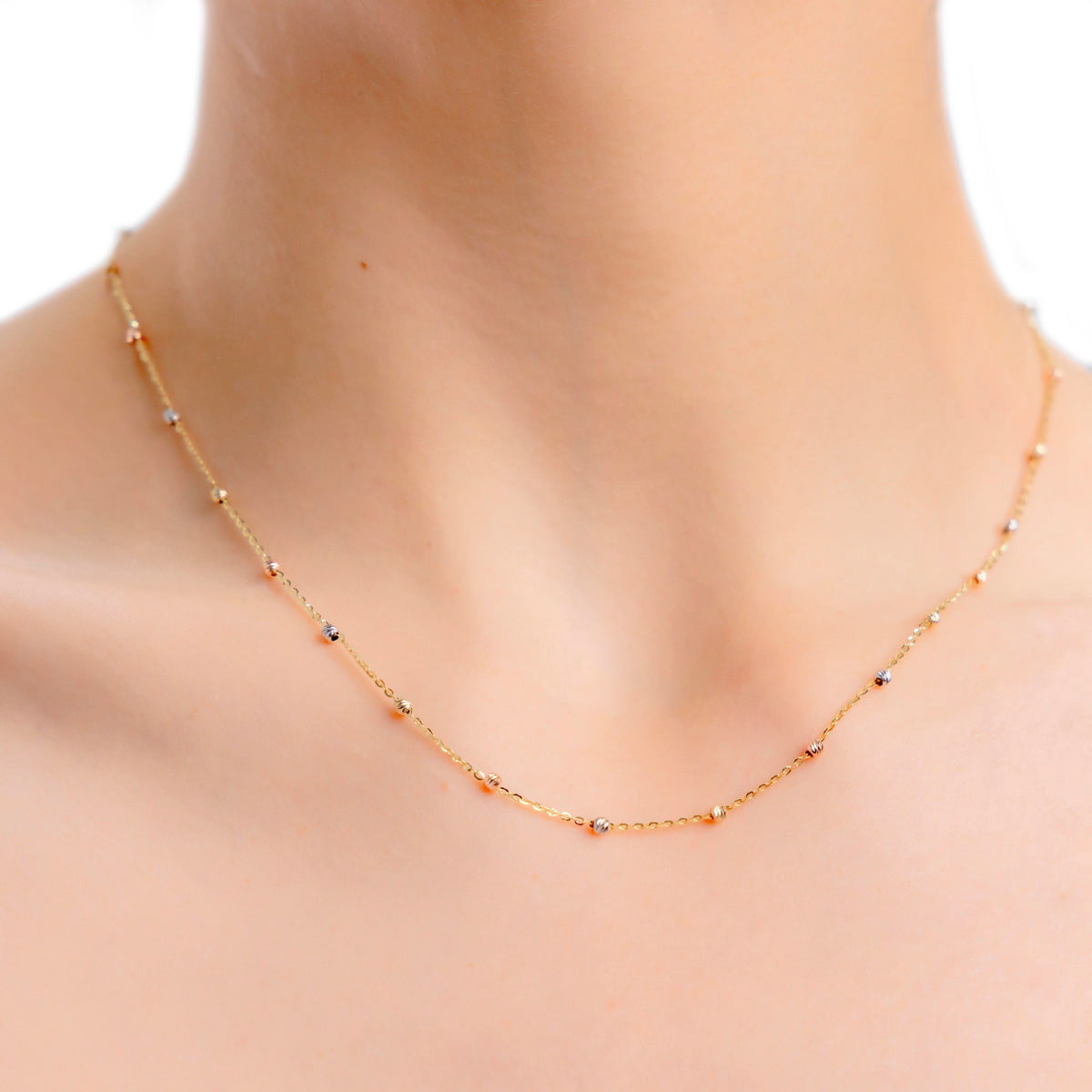 Collar Viviana De Oro De 10k De 45 Cm Con Bola 2.5mm
