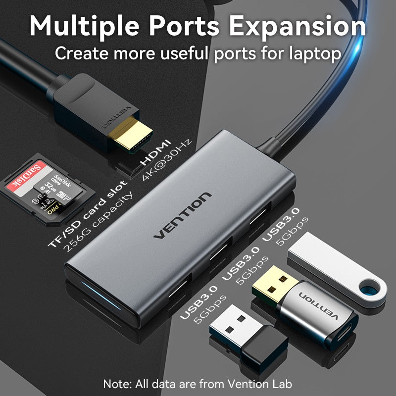 Vention 6 En 1 USB C Estación De Acoplamiento 4K Alta Resolución Azul
