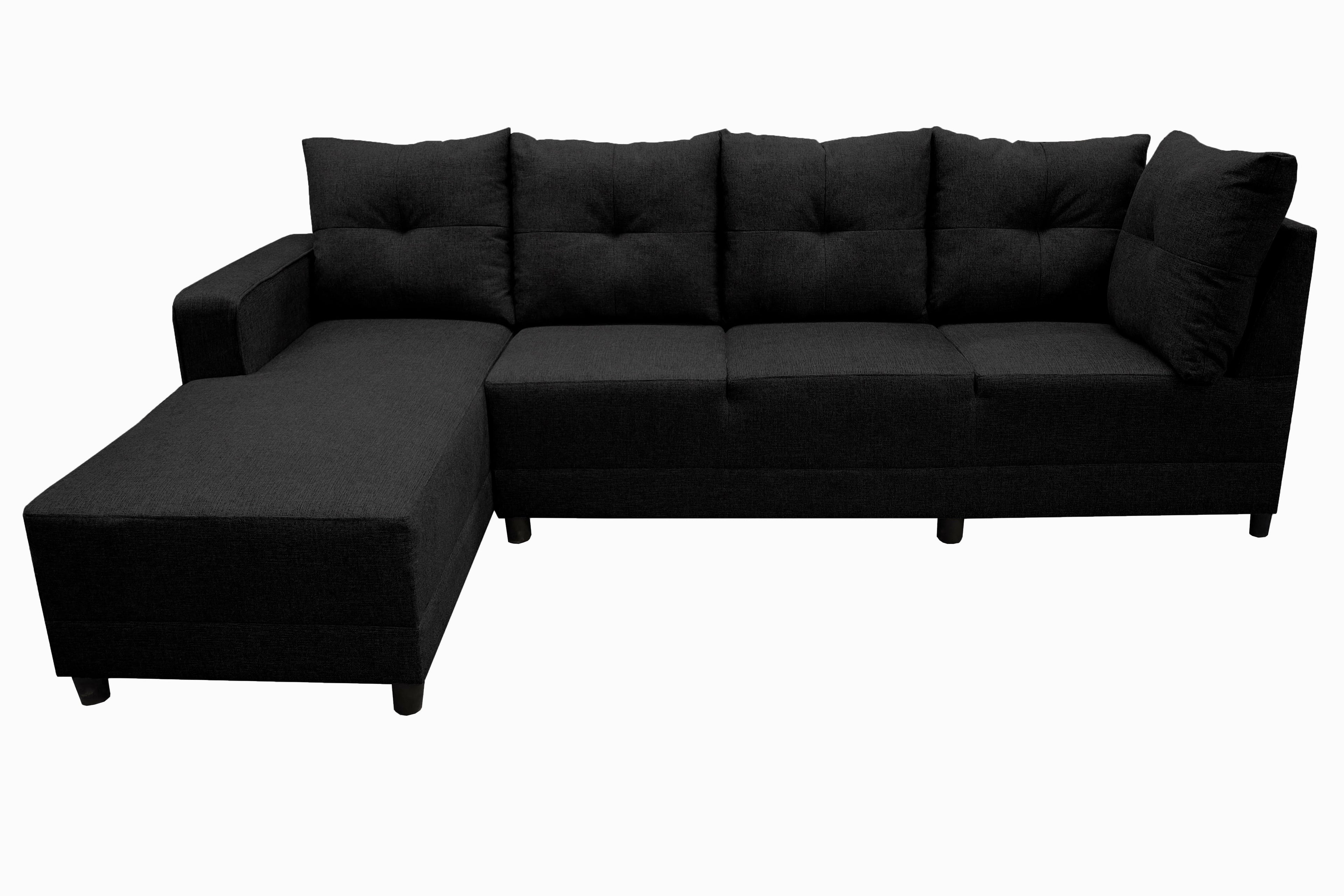 Sala Esquinera El Bazar Store Freya Negro 275x160 cm Tela Lino Nacional Modular