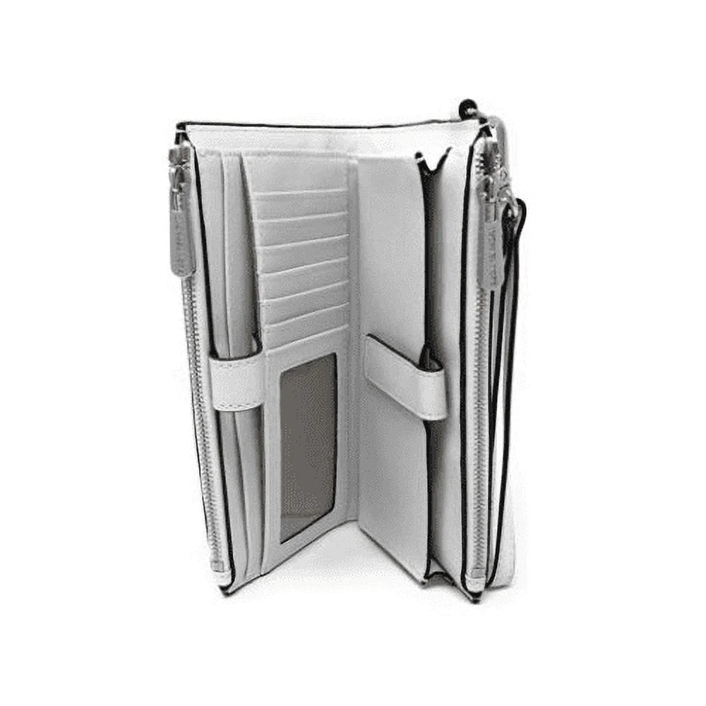 Michael Kors Jet Set Travel Double Zip Wristlet OPTIC WHITE Silver tone