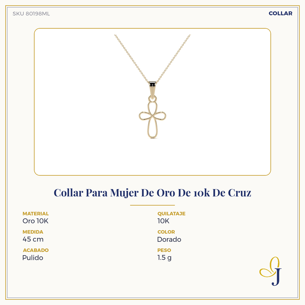 Dije De Oro De 10k De Cruz