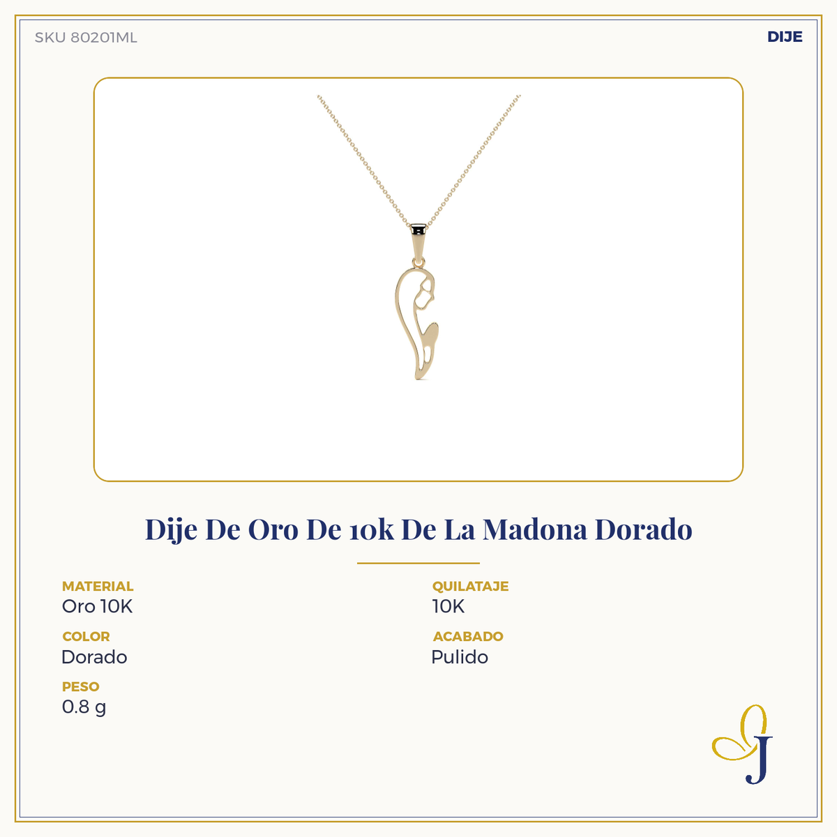 Dije De Oro De 10k De La Madona Dorado