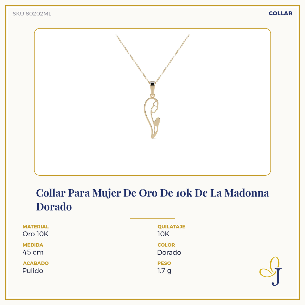 Dije De Oro De 10k De La Madona Dorado