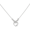 Collar De Corazon De Plata 925 Con Bola Diamantada De 45 Cm