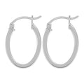 Arete Ovalado De Tubo Cuadrado De Plata 925 Liso De 20 Mm