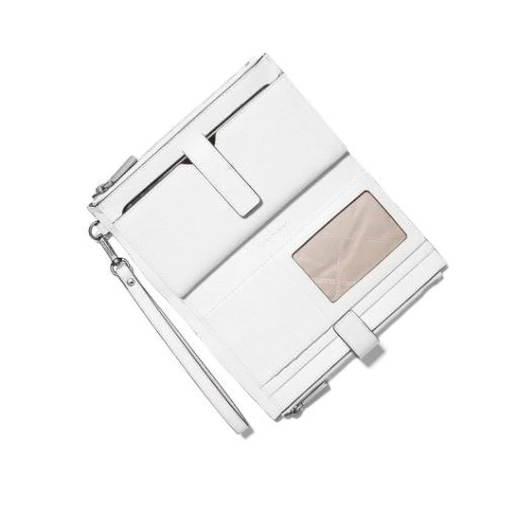 Michael Kors Jet Set Travel Double Zip Wristlet OPTIC WHITE Silver tone