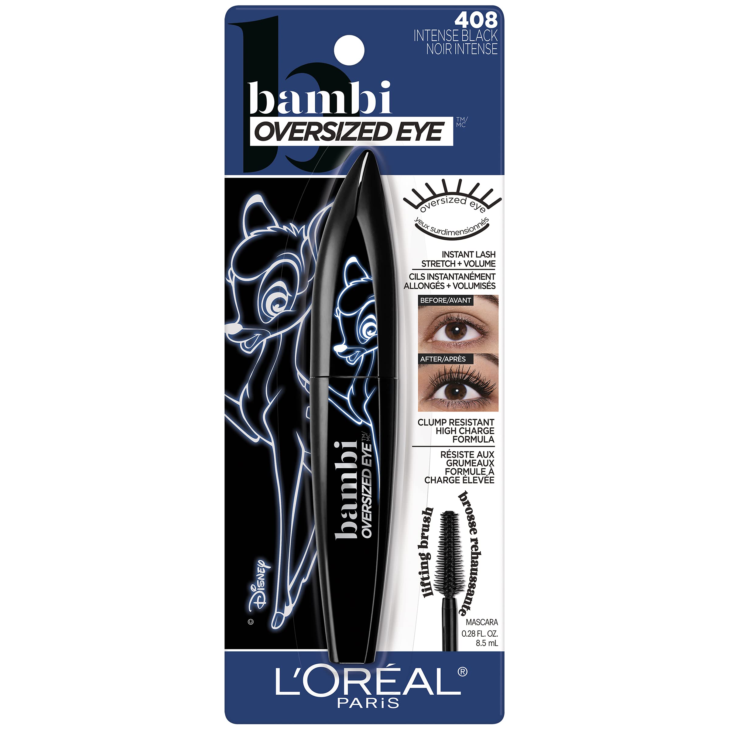 LOREAL BAMBI OVERSIZED EYE MASCARA #408 INTENSE BLACK