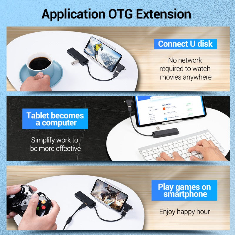 Vention USB 3.0 Hub 4 Puertos Adaptador Multi Divisor De Alta Velocidad