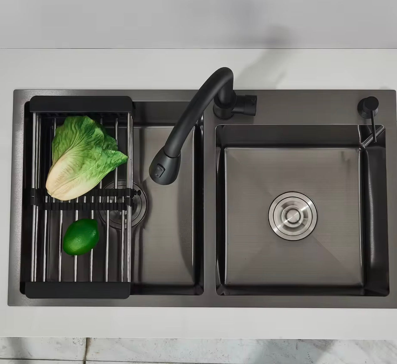 Fregadero de Cocina de Acero Inoxidable 55x45 / 80x45 cm con Mezcladora y Dispensador de Jabón