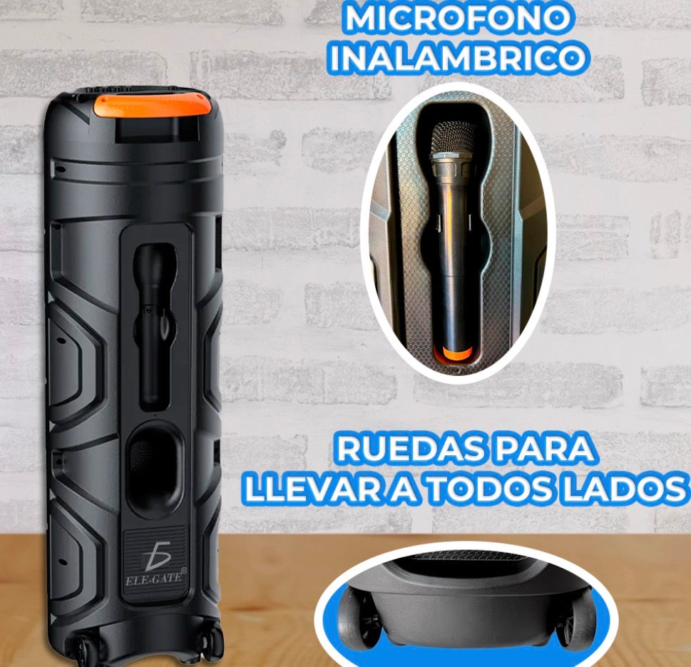 Bocina Bluetooth Triple de 15” 3000W con Micrófono Inalámbrico y Control