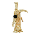 Dije De Oro 10k La Santa Muerte Con Piedra Ónix 4 Cm