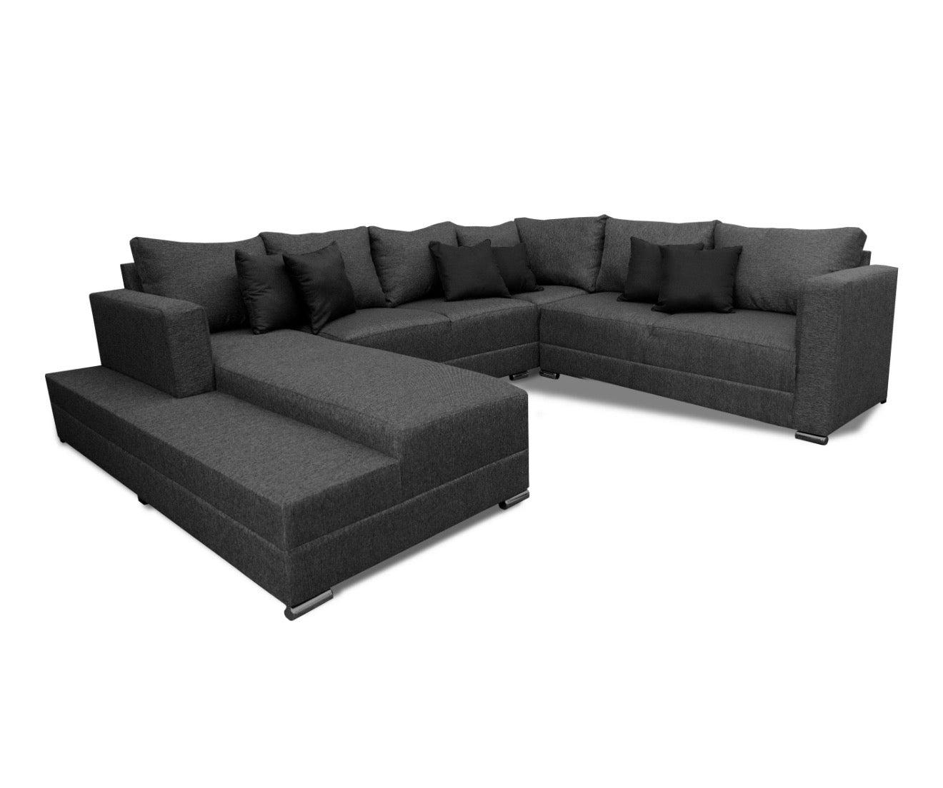 Sala Corbel - Esquinera en "U" Gris Oxford, 200x315x255 cm, 4 salas en 1