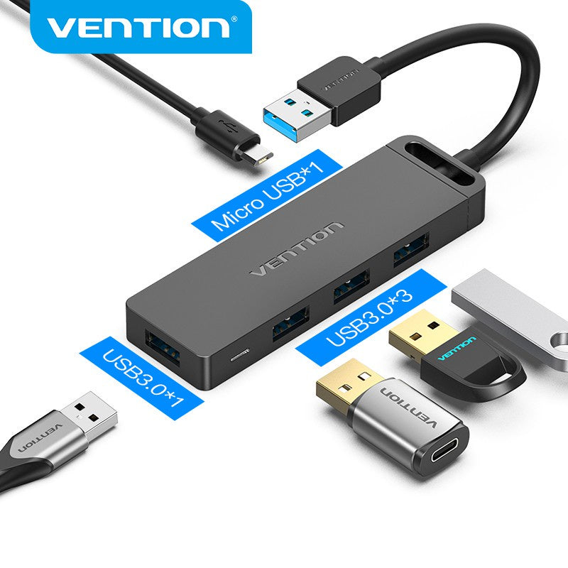 Vention USB 3.0 Hub 4 Puertos Adaptador Multi Divisor De Alta Velocidad