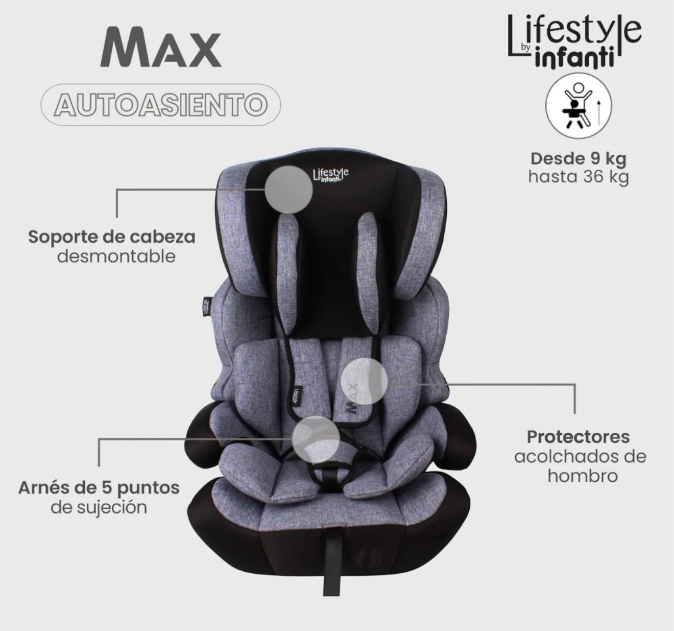 Autoasiento Booster Para Bebé Max Lifestyle By Infanti