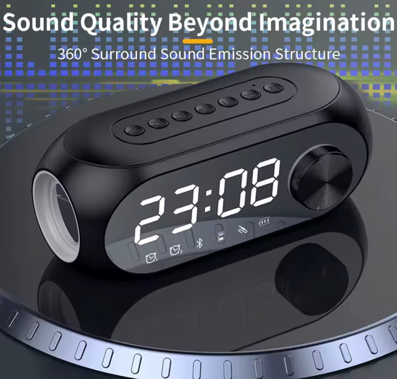 Iruibo Altavoz Bluetooth con Reloj Despertador