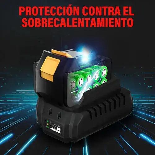 Kit De Llave De Impacto Inalámbrica 1600nm Con 2 Pilas Color Amarillo