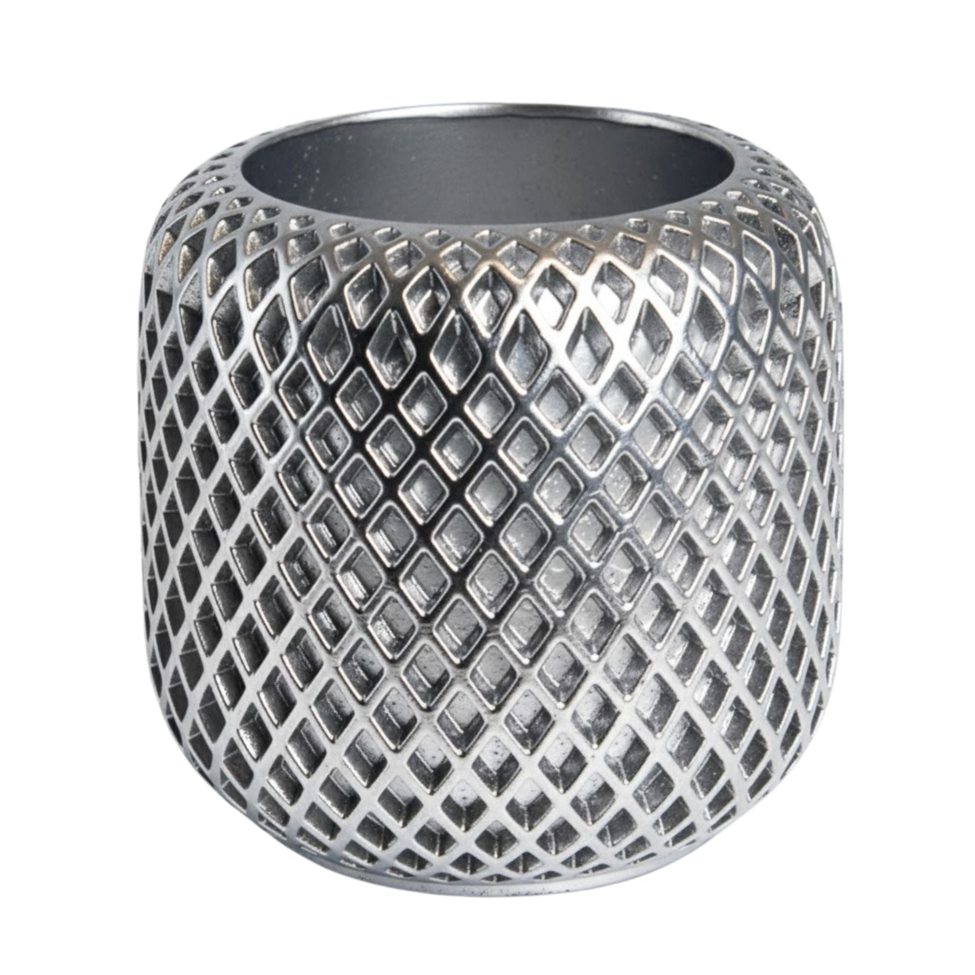EOL - 90ml - Carrara Vaso de Concreto para velas - Frasco Plateado