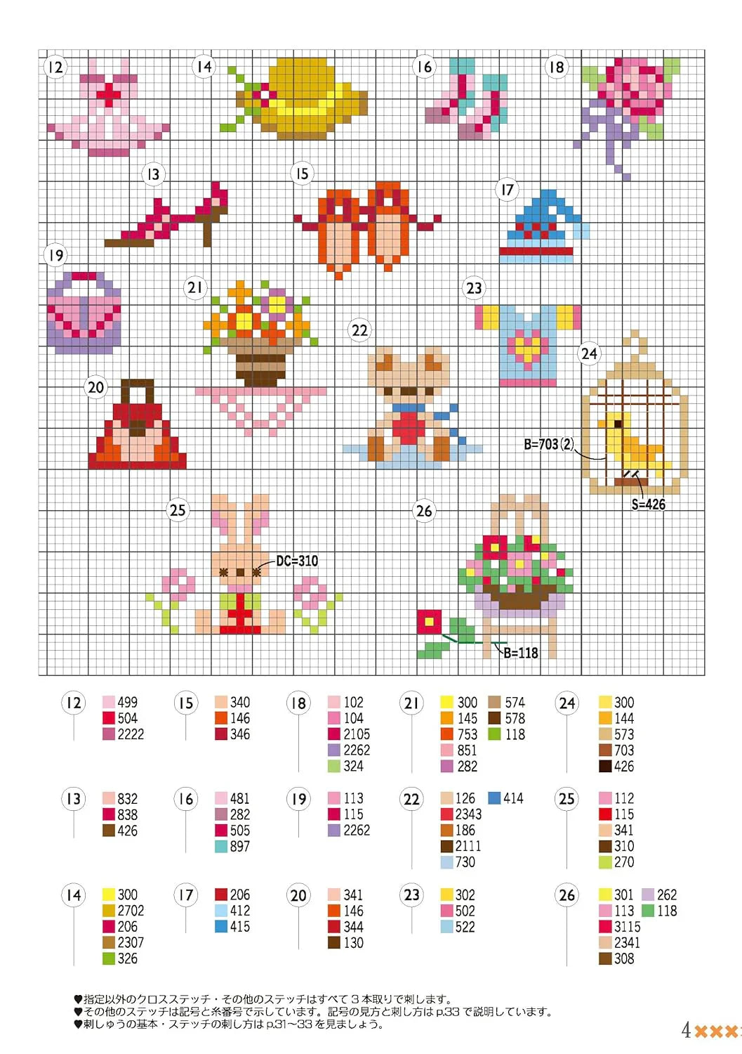 Punto de cruz fácil 152 patrones * Libro en japonés