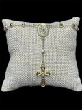 Pulsera Rosario Cruz 4 mm Oro Laminado 18 K