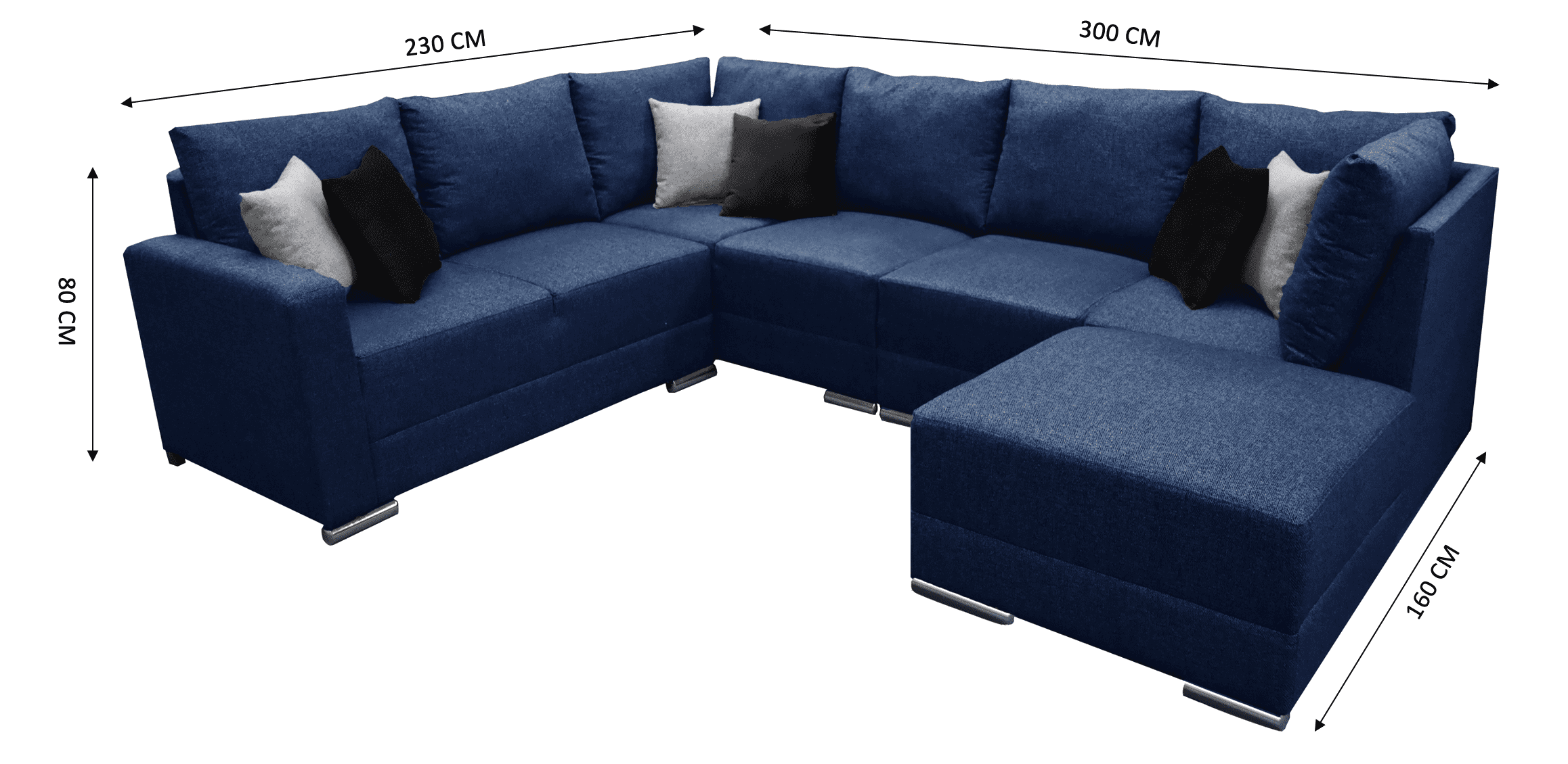 Sala Esquinera Modular El Bazar Store Artemis Azul Marino 230x300 cm Derecha o Izquierda Tela Lino Nacional