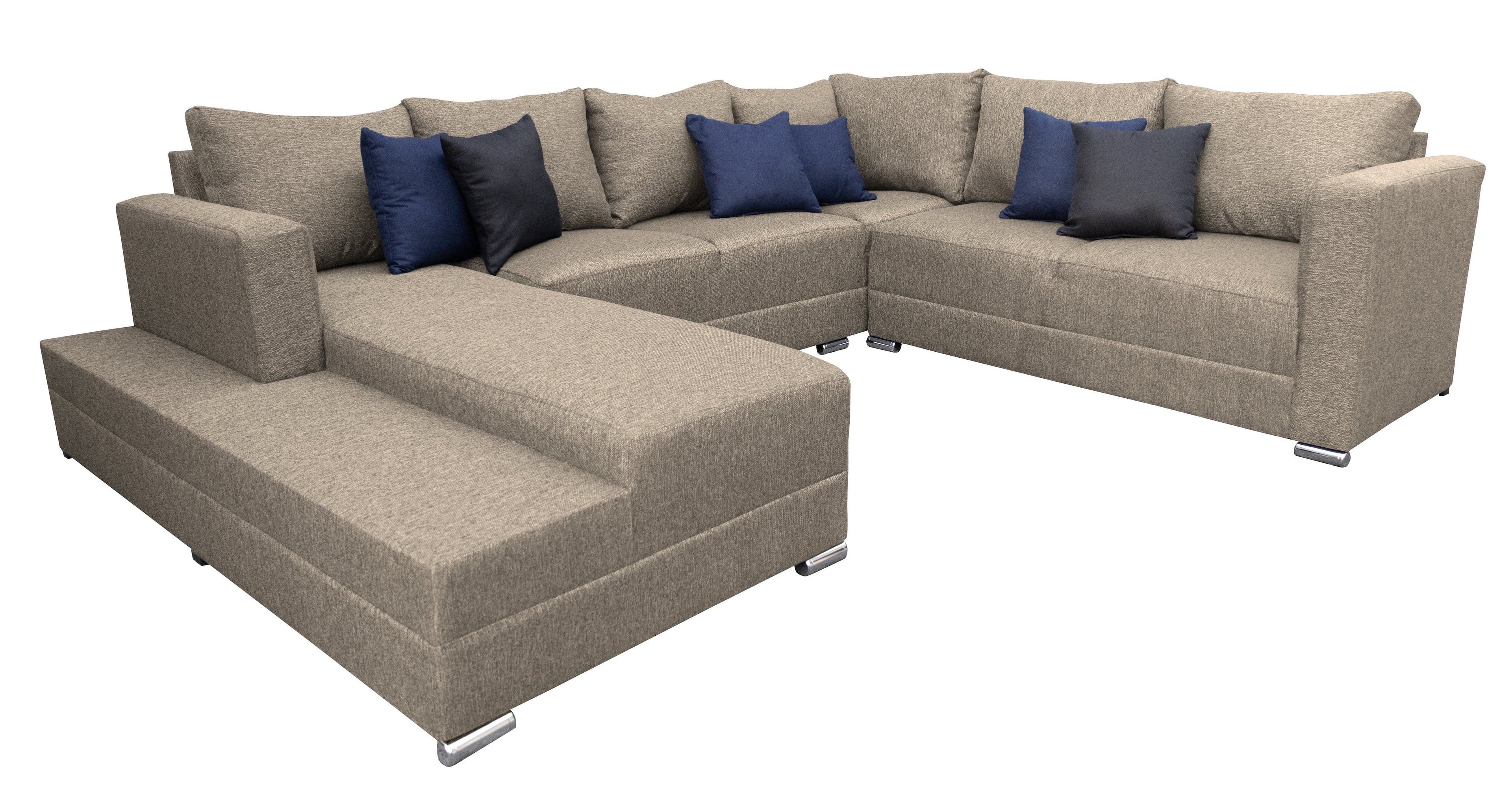 Sala esquinera en U El Bazar Store modelo Corbel gris oxford 4 salas en 1