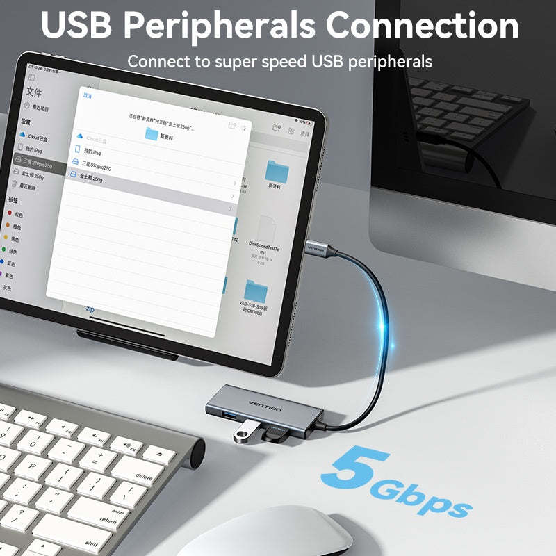 Vention 6 En 1 USB C Estación De Acoplamiento 4K Alta Resolución Azul