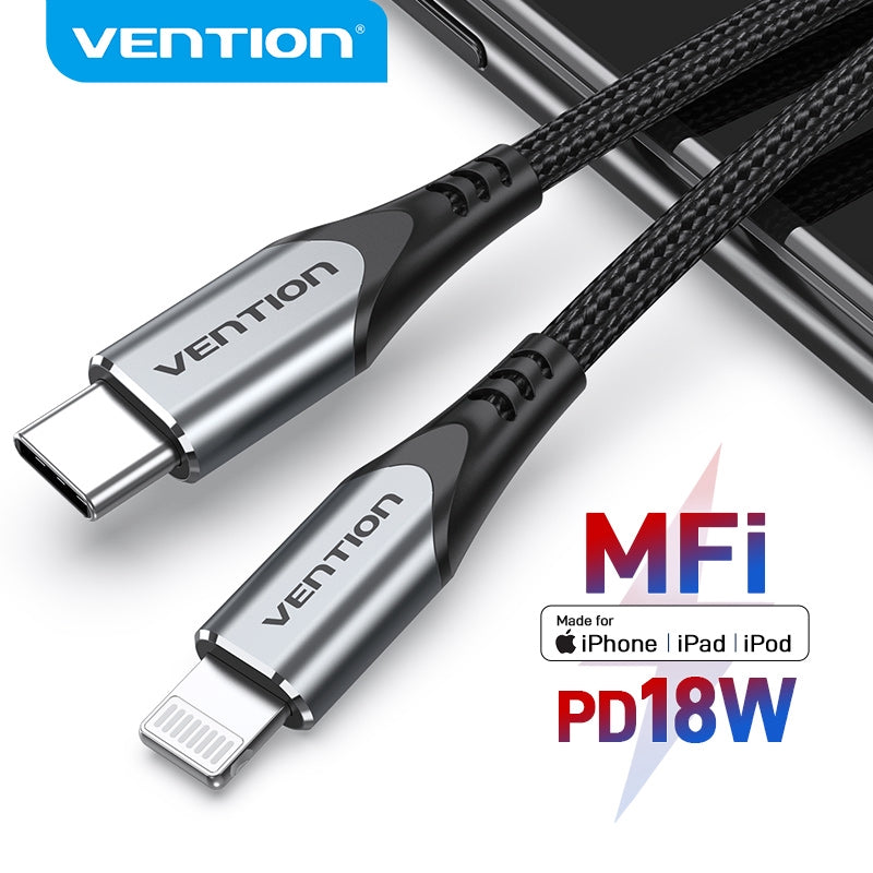 Vention MFi USB C A Lightning Cable Certificado 18W 20W PD Carga Rápida